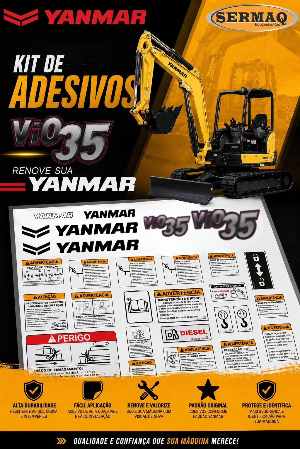 KIT ADESIVOS VIO 35 (ADESIVOS LANÇA PRETO)