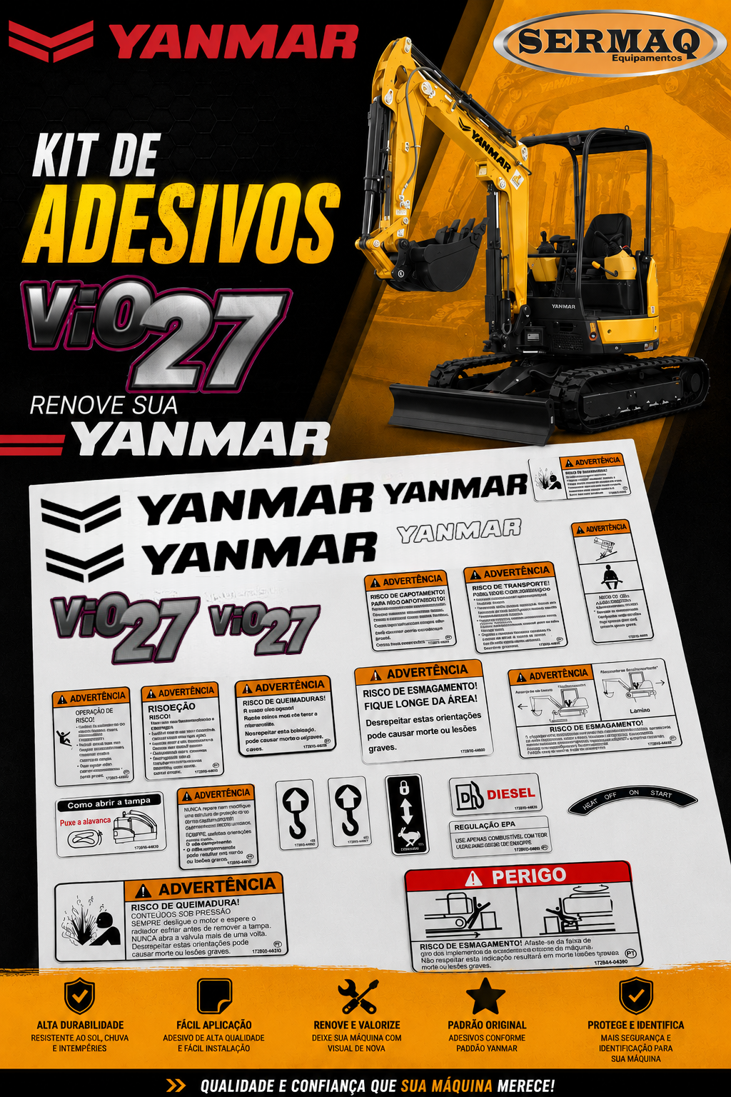 KIT ADESIVOS VIO27 (ADESIVOS LANÇA PRETO)